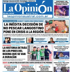 Tapa del Diario La Opinión Austral edición impresa del domingo 1 de junio de 2025, Río Gallegos, Santa Cruz, Argentina