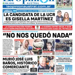 Tapa del Diario La Opinión Austral edición impresa del lunes 23 de junio de 2025, Río Gallegos, Santa Cruz, Argentina