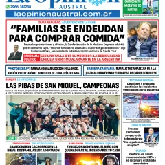 Tapa del Diario La Opinión Austral edición impresa del lunes 30 de junio de 2025, Río Gallegos, Santa Cruz, Argentina