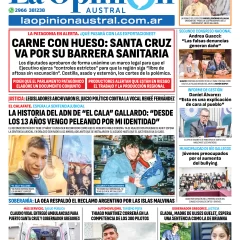 Tapa del Diario La Opinión Austral edición impresa del sábado 28 de junio de 2025, Río Gallegos, Santa Cruz, Argentina