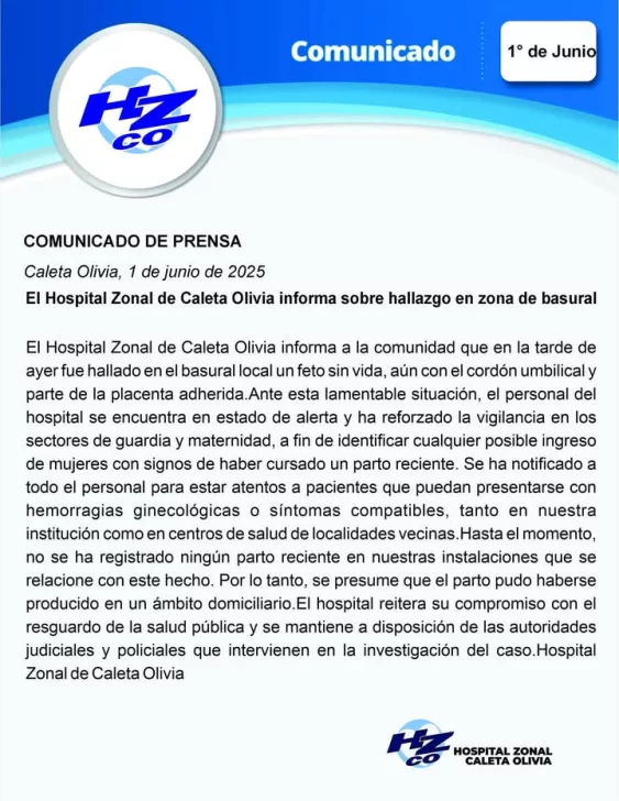 Comunicado del Hospital Zonal Comunicado del Hospital Zonal