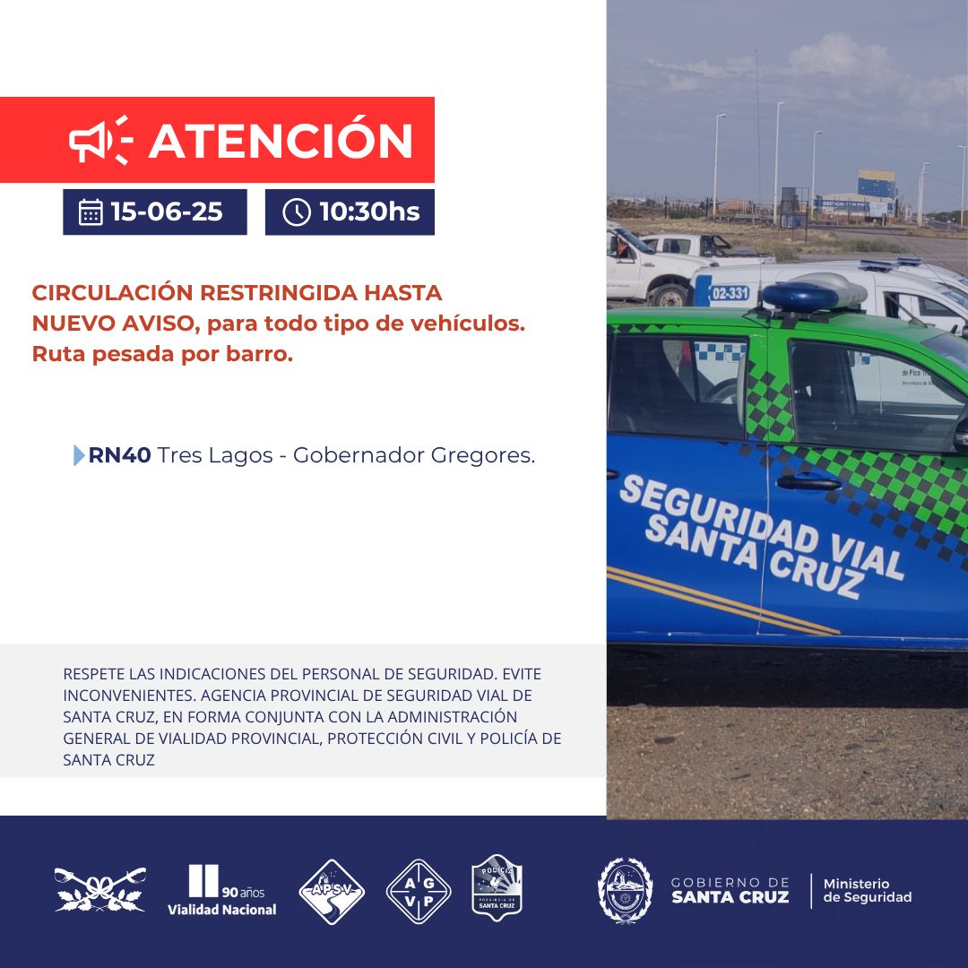 Circulación restringida en Ruta 40 por acumulación de barro en los “73 Malditos”
