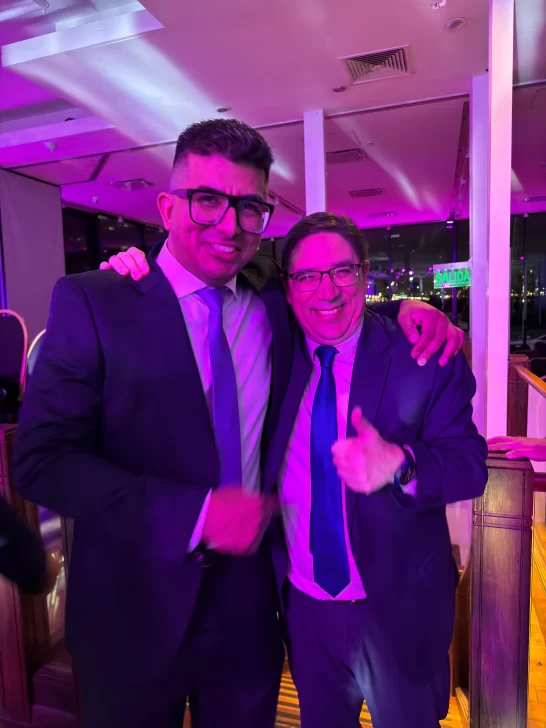 Jairo Guzmán junto a Karina Milei y otros funcionarios de La Libertad Avanza, en la previa del congreso que cerrará el presidente