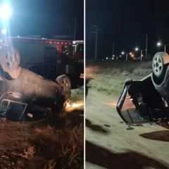 Conductor alholizado volcó y se salvó de milagro: huyó de la Policía de Santa Cruz