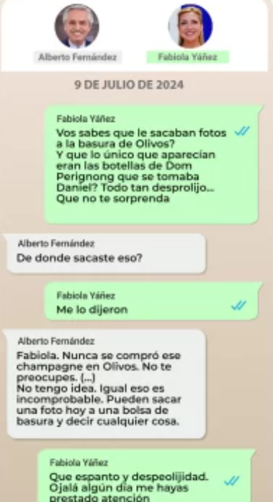 Dieron a conocer los chats de Alberto Fernández sobre Cristina Kirchner y Javier Milei