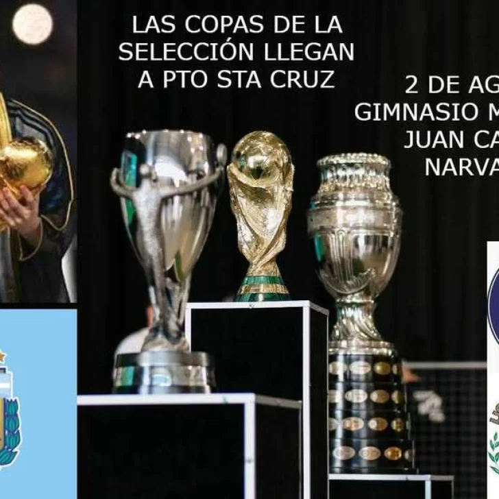 Las copas de la selección argentina llegan a Puerto Santa Cruz Las copas de la selección argentina llegan a Puerto Santa Cruz