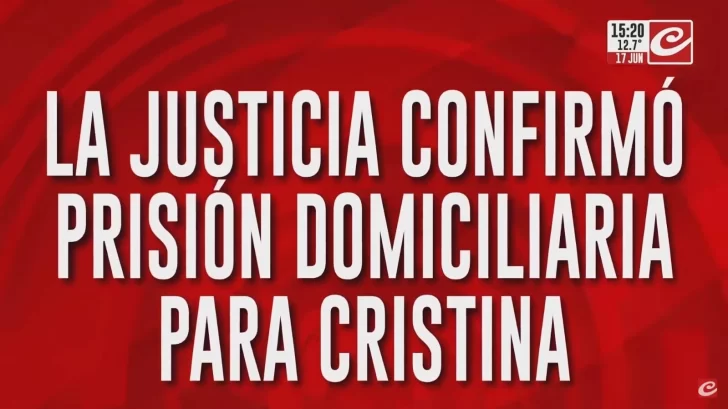 Cristina Kirchner recibió la domiciliaria y no deberá ir a Comodoro Py