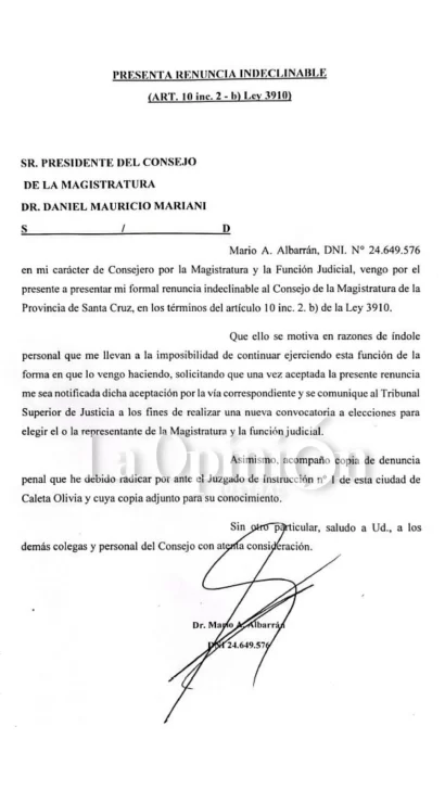 Mario Albarrán renunció y denunció violación de secretos en concursos del Consejo de la Magistratura Mario Albarrán renunció y denunció violación de secretos en concursos del Consejo de la Magistratura