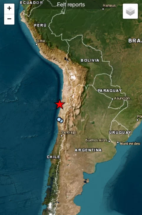 Un sismo de 6,4 afectó el norte de Chile y dejó sin luz a miles de personas Un sismo de 6,4 afectó el norte de Chile y dejó sin luz a miles de personas