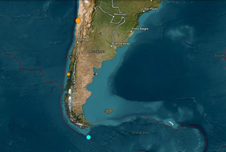 Un fuerte sismo de 5,6 hizo temblar el fondo del mar a menos de 300 kms de Tierra del Fuego
