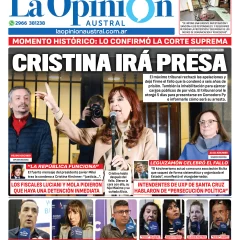 Tapa del Diario La Opinión Austral edición impresa del miércoles 11 de junio de 2025, Río Gallegos, Santa Cruz, Argentina