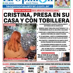 Tapa del Diario La Opinión Austral edición impresa del miércoles 18 de junio de 2025, Río Gallegos, Santa Cruz, Argentina