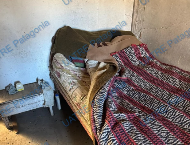  La cama en la que dormía el trabajador rural. (FOTO: UATRE PATAONIA)