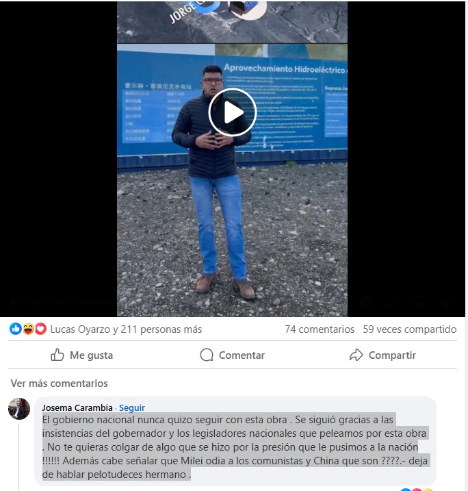  El posteo de Jairo Guzmán y la respuesta de 