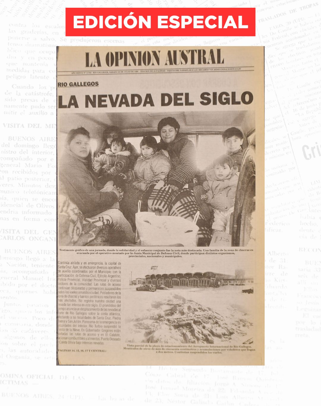Tapa del Diario La Opinión Austral edición impresa del sábado 26 de julio de 2025, Río Gallegos, Santa Cruz, Argentina