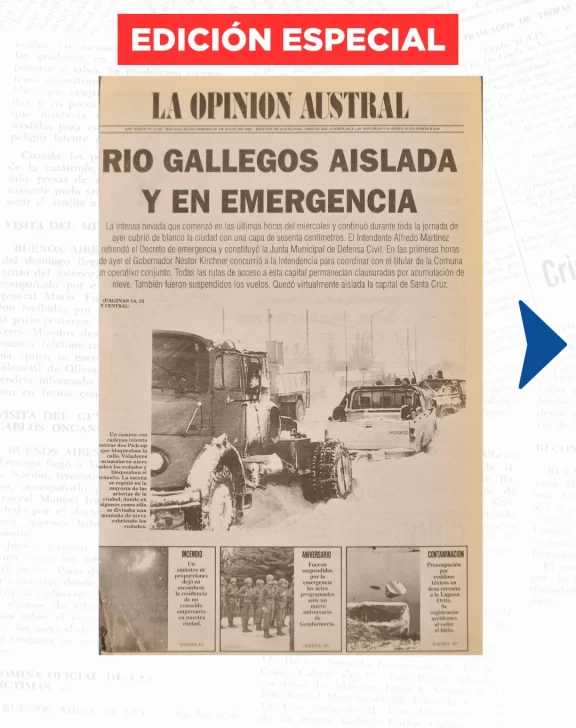 Tapa del Diario La Opinión Austral edición impresa del sábado 26 de julio de 2025, Río Gallegos, Santa Cruz, Argentina