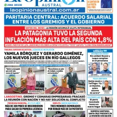 Tapa del Diario La Opinión Austral edición impresa del martes 15 de julio de 2025, Río Gallegos, Santa Cruz, Argentina