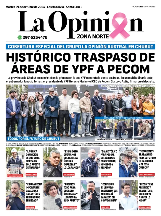  La tapa de La Opinión Zona Norte con el traspaso de las áreas.