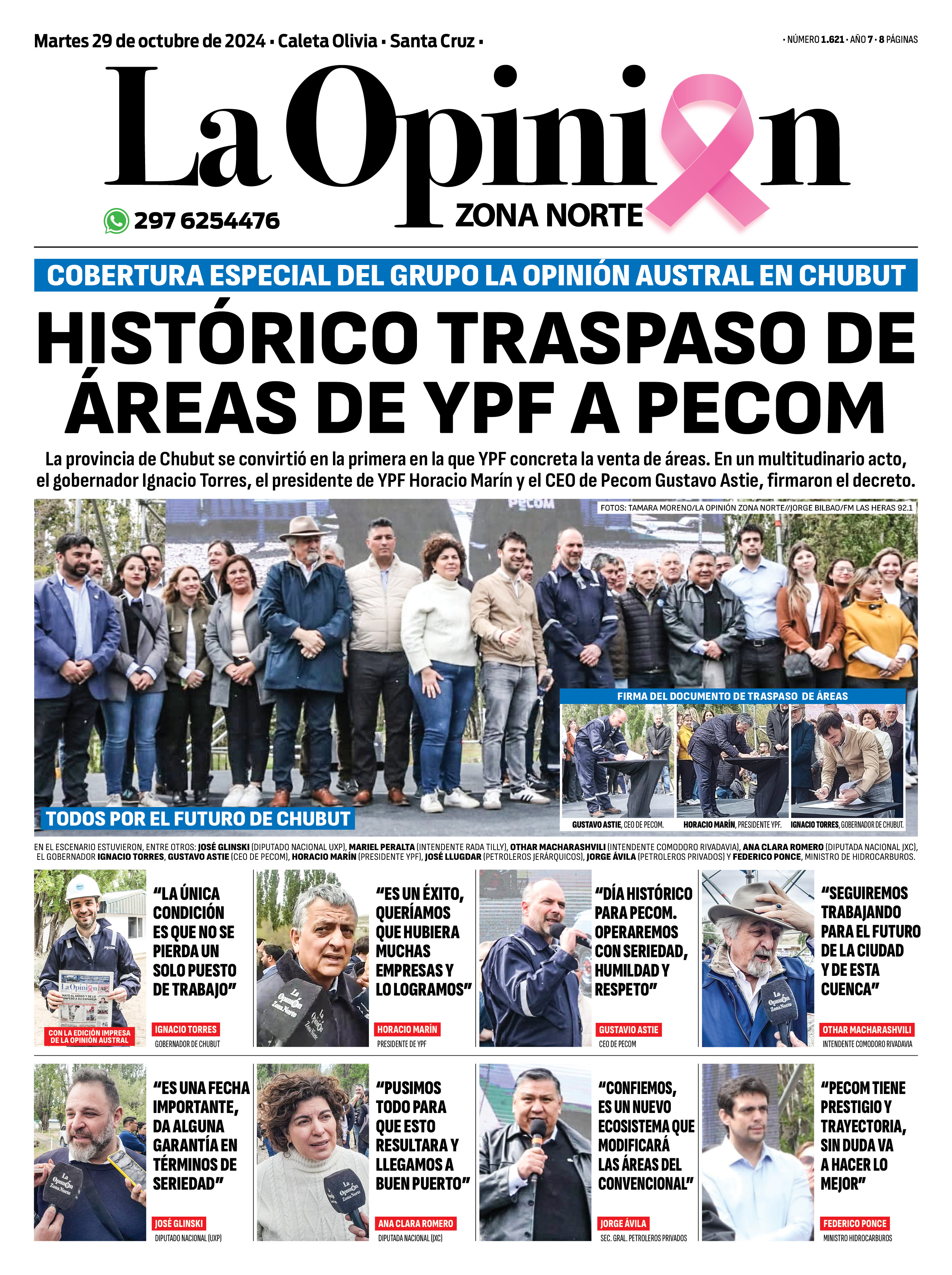  La tapa de La Opinión Zona Norte con el traspaso de las áreas.