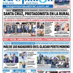 Tapa del Diario La Opinión Austral edición impresa del viernes 18 de julio de 2025, Río Gallegos, Santa Cruz, Argentina