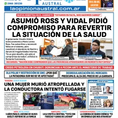 Tapa del Diario La Opinión Austral edición impresa del viernes 4 de julio de 2025, Río Gallegos, Santa Cruz, Argentina
