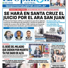 Tapa del Diario La Opinión Austral edición impresa del miércoles 23 de julio de 2025, Río Gallegos, Santa Cruz, Argentina