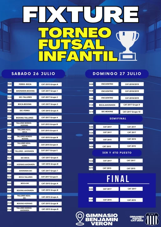 Talleres organiza un torneo de futsal infantil para las categoría 2015 y 2017