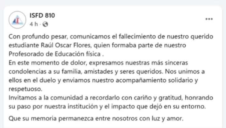 Pesar en Comodoro y Río Gallegos por la muerte del estudiante Raúl Oscar Flores, una de las víctimas en la tragedia de ruta 3