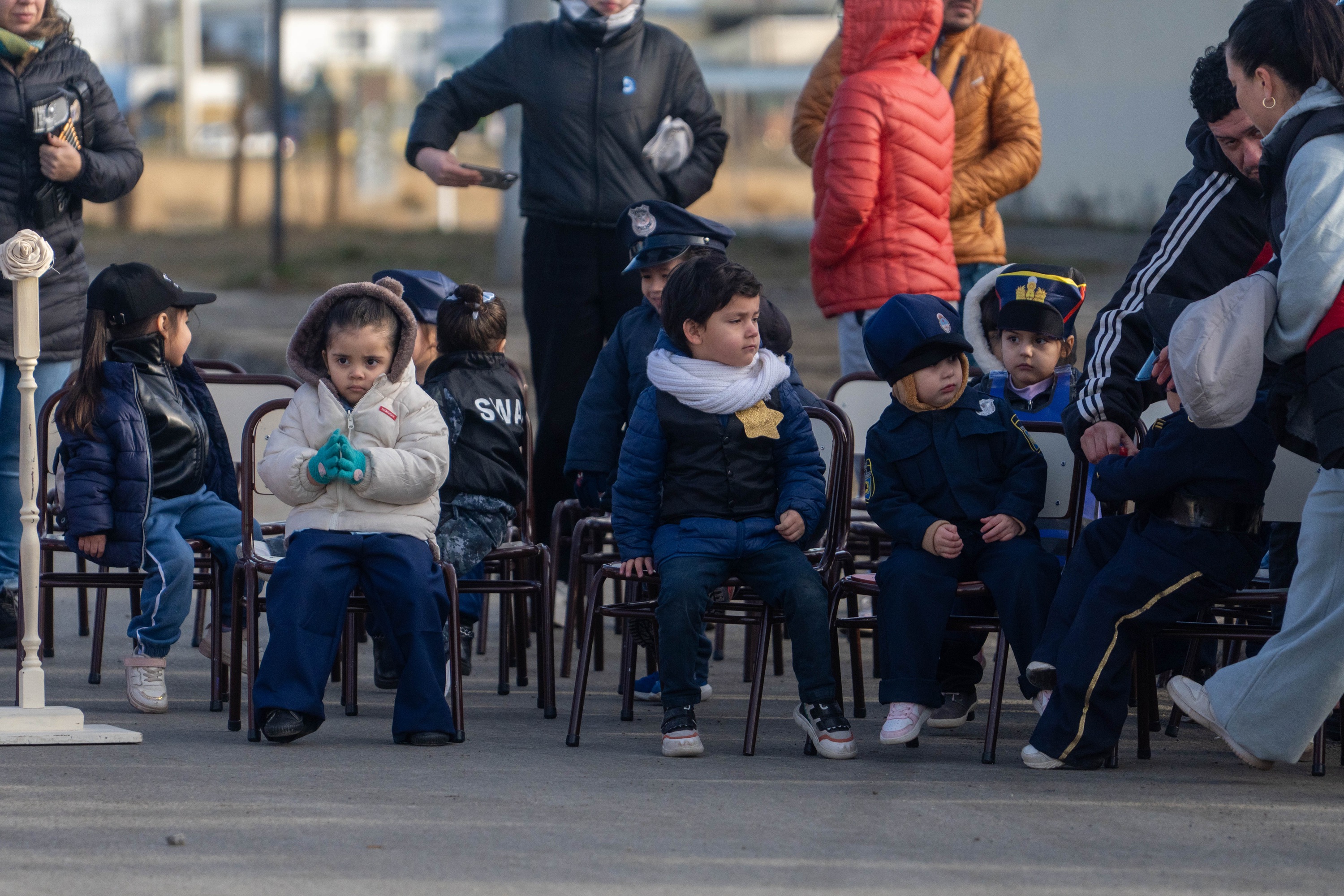  Los niños y niñas de las salitas del turno tarde. Foto: Leandro Franco/La Opinión Austral