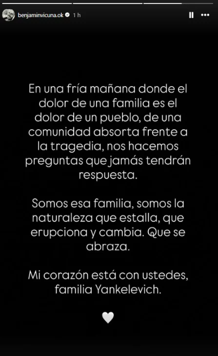 &#8220;Somos esa familia&#8221;: el doloroso mensaje de Benjamín Vicuña por la muerte de la nieta de Cris Morena