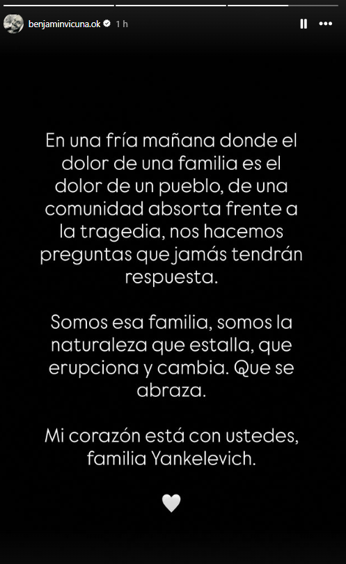 &#8220;Somos esa familia&#8221;: el doloroso mensaje de Benjamín Vicuña por la muerte de la nieta de Cris Morena
