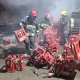 Incendio en un depósito de Río Gallegos por botellas de gaseosas alcanzadas por brasas encendidas