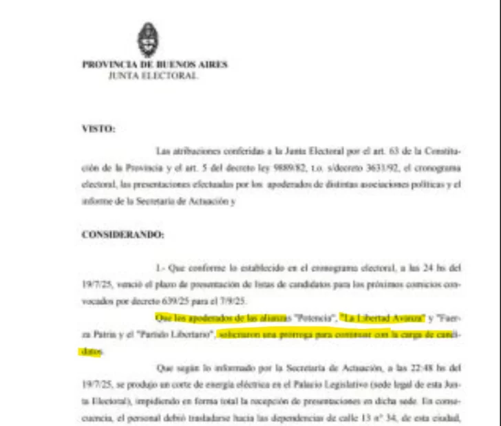La Libertad Avanza desmintió a la Junta Electoral: dijo que no pidió una prórroga del cierre de listas
