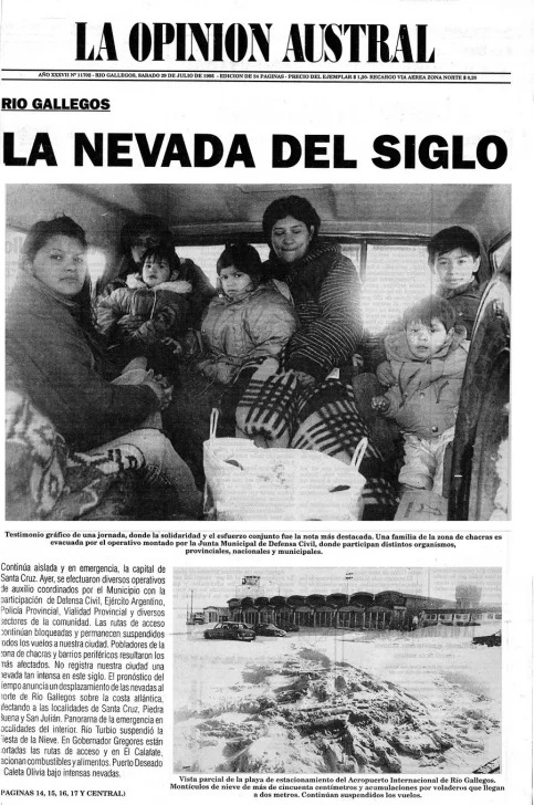 Así fue la cobertura de La Opinión Austral durante la Nevada del Siglo