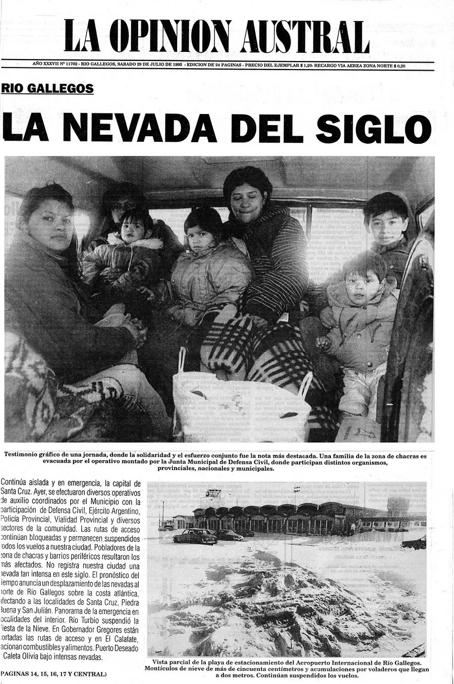 Así fue la cobertura de La Opinión Austral durante la Nevada del Siglo