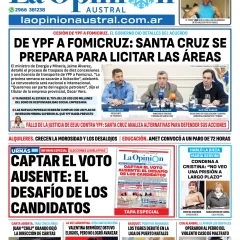 Tapa del Diario La Opinión Austral edición impresa del miércoles 2 de julio de 2025, Río Gallegos, Santa Cruz, Argentina