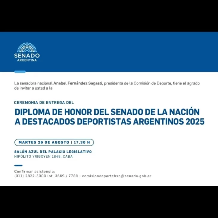 Abril Ortega será distinguida en el Senado Argentino con el Diploma de Honor para deportistas destacados