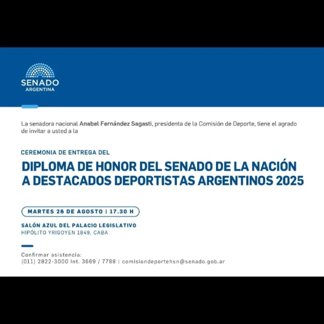 Abril Ortega será distinguida en el Senado Argentino con el Diploma de Honor para deportistas destacados