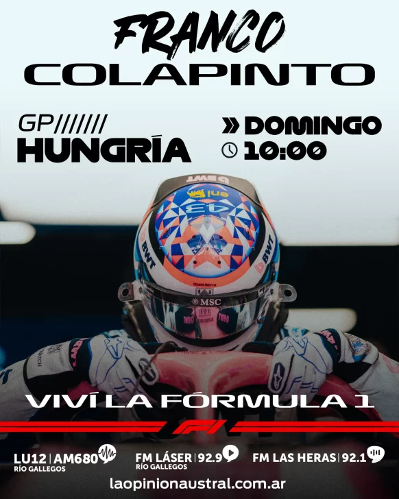 Pelota Libre, Roja Directa o Al Ángulo TV: dónde ver la carrera de Franco Colapinto en el GP de Hungría de la F1