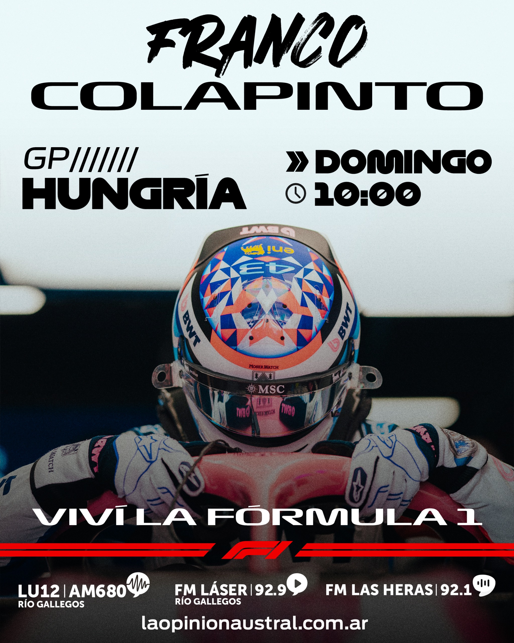 Pelota Libre, Roja Directa o Al Ángulo TV: dónde ver la carrera de Franco Colapinto en el GP de Hungría de la F1