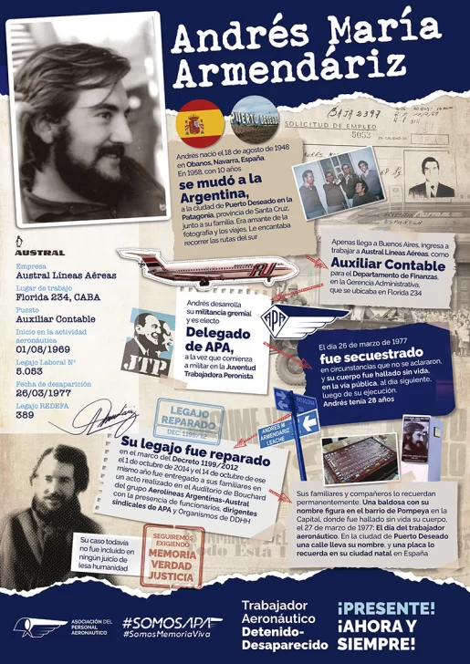  El póster de Andrés María Armendariz realizado por el diseñador gráfico Guillermo Gobbi y la coordinación de la Secretaría de Prensa de APA.