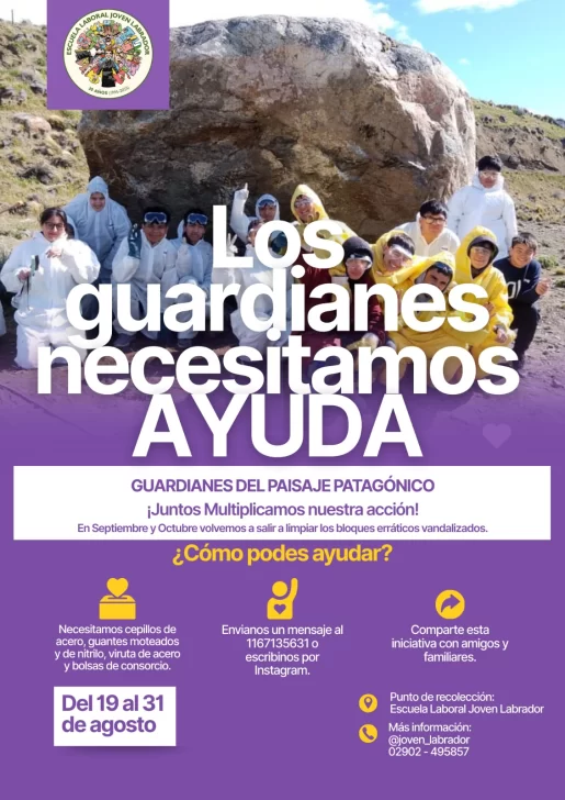 Son estudiantes, limpian rocas vandalizadas en el Parque Nacional Los Glaciares y piden colaboración para seguir