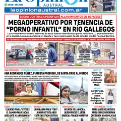 Tapa del Diario La Opinión Austral edición impresa del miércoles 27 de agosto de 2025, Río Gallegos, Santa Cruz, Argentina