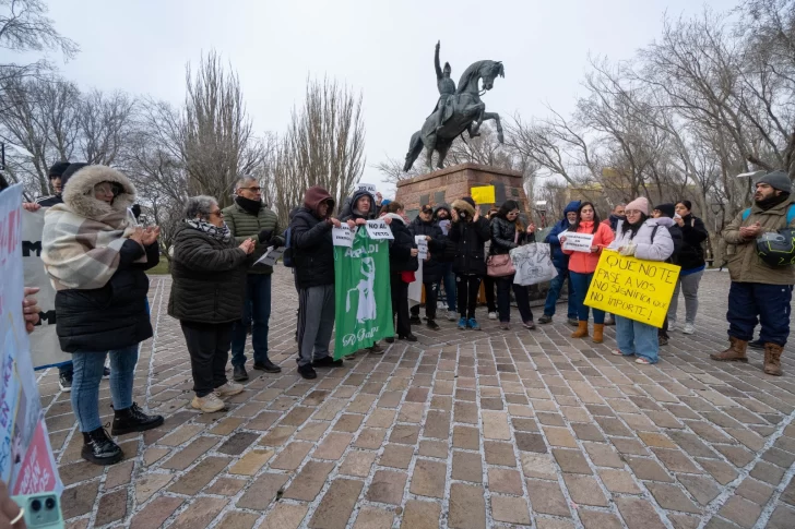  Familiares de personas con discapacidad e integrantes de diversas agrupaciones se congregaron en la Plaza San Martín. FOTO: LEANDRO FRANCO/LA OPINIÓN AUSTRAL.
