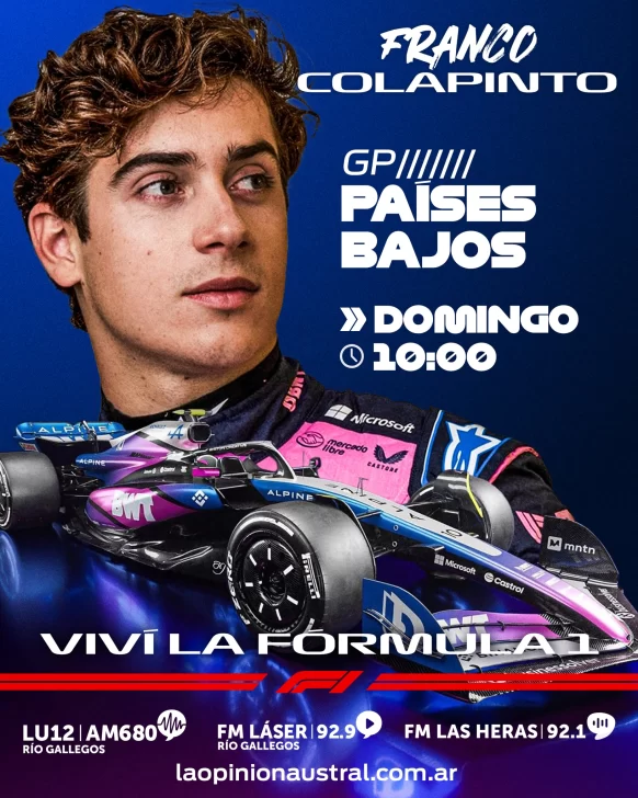Pelota Libre, Roja Directa o Al Ángulo TV: dónde ver la carrera de Franco Colapinto en el Gran Premio de Países Bajos de la F1