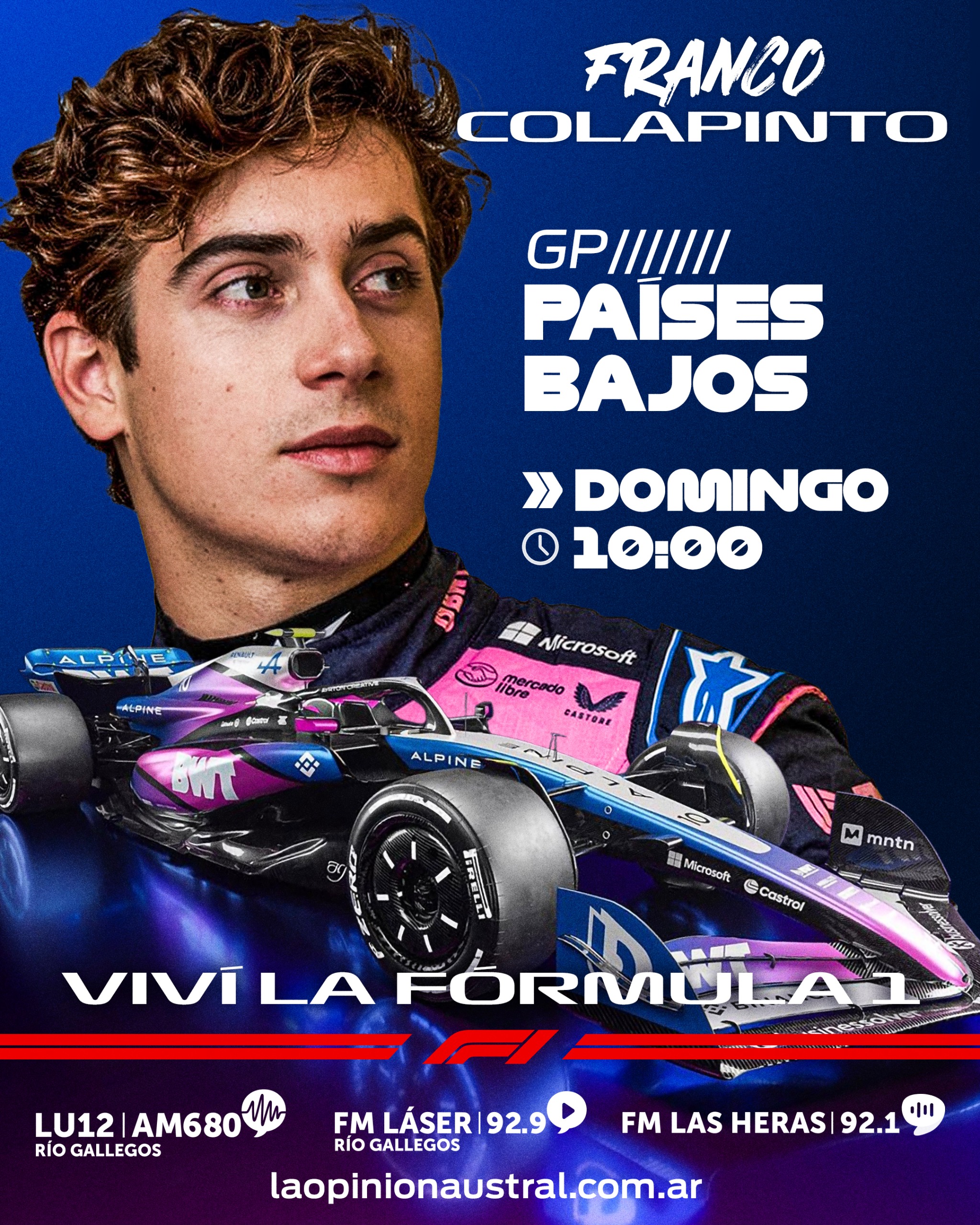 Pelota Libre, Roja Directa o Al Ángulo TV: dónde ver la carrera de Franco Colapinto en el Gran Premio de Países Bajos de la F1