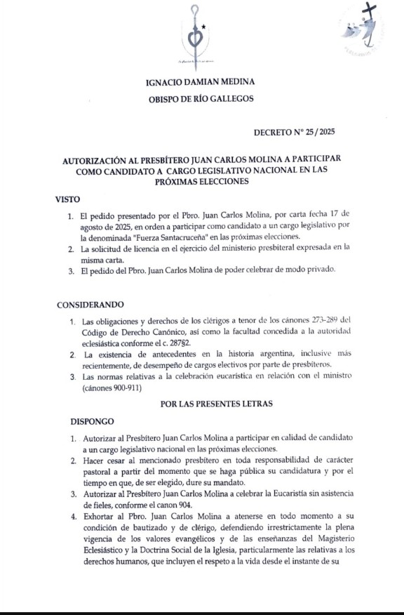  El decreto firmado por el Obispo Medina.