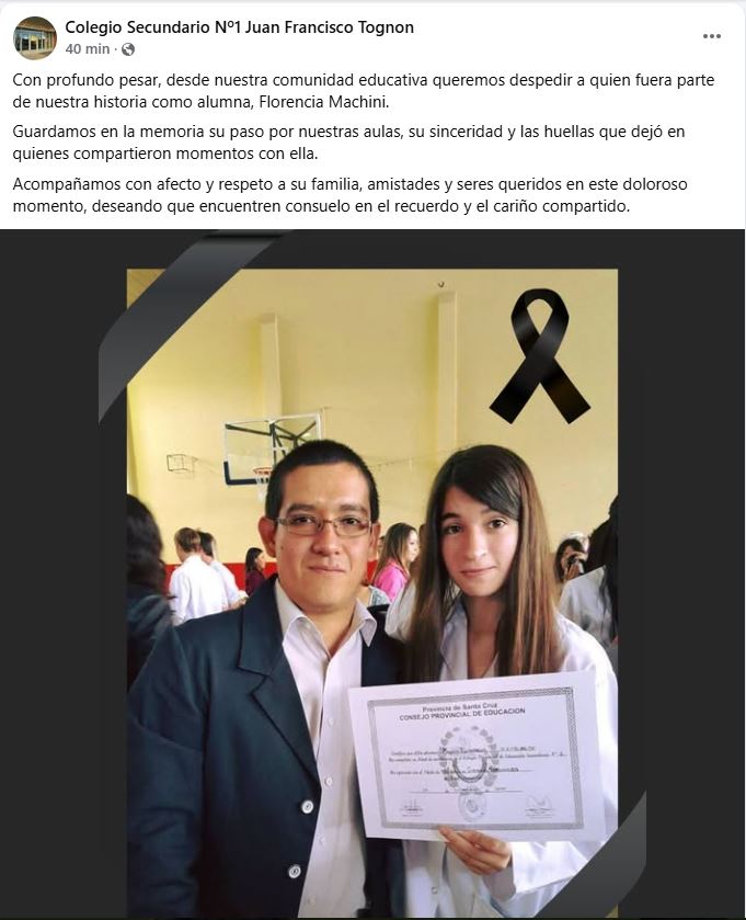Profundo pesar por la muerte de Florencia Machini, una psicopedagoga de 27 años egresada y trabajadora de la UNPA