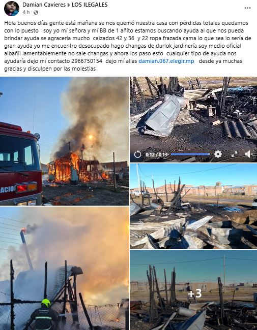 Perdieron todo en un incendio y piden ayuda: “Mi señora, mi bebé de un año y yo quedamos con lo puesto”