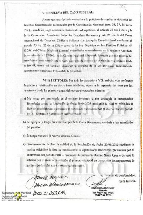  La presentación de Bagnasco ante la justicia.